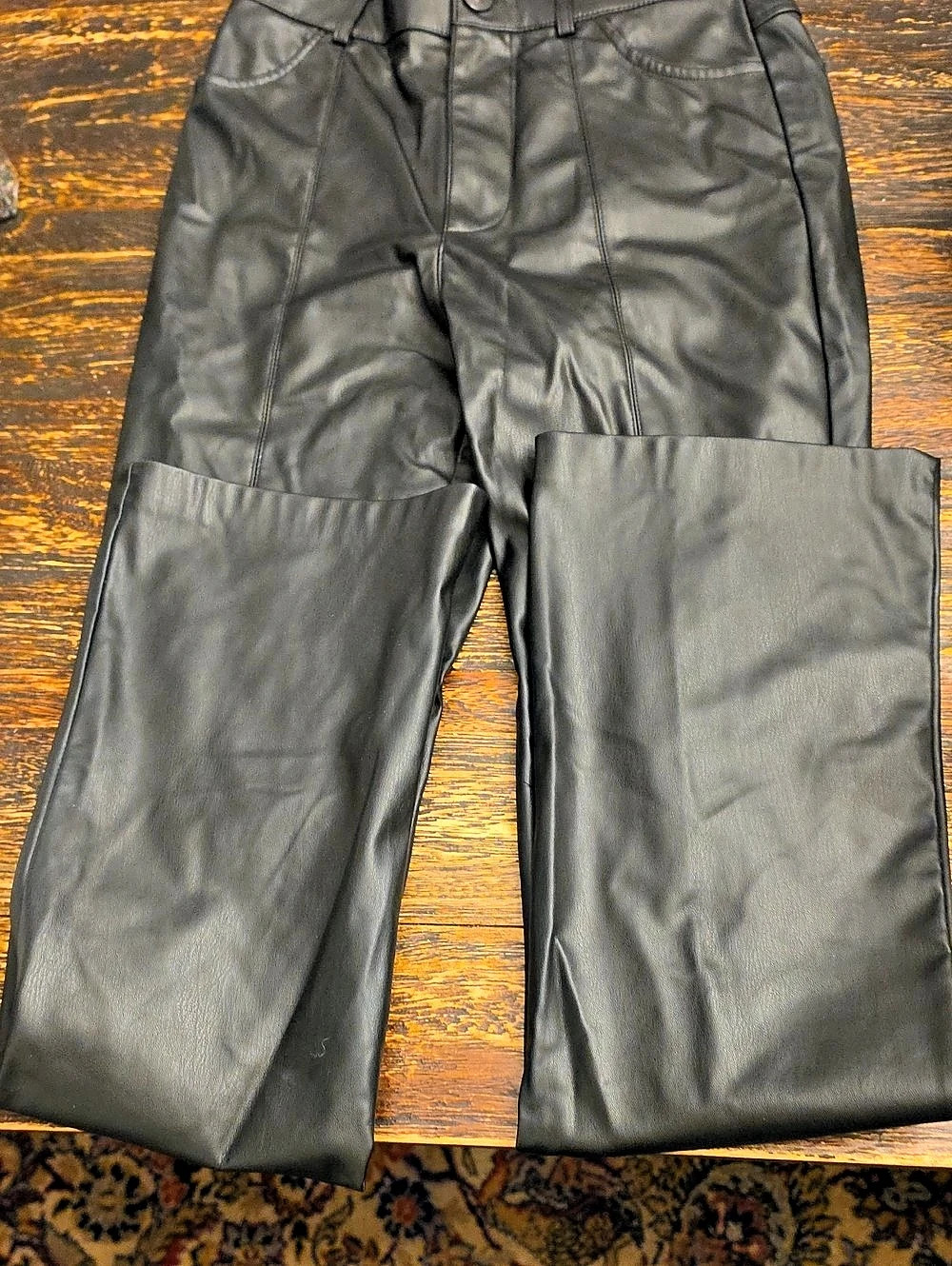 Zara Faux Leather Split Hem Pants Black Size 2